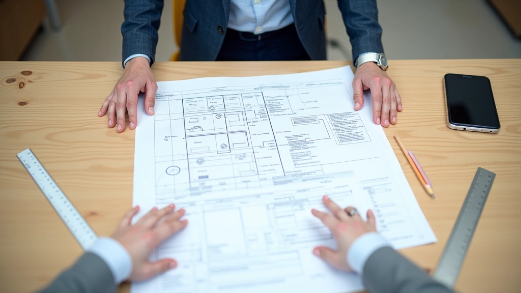 Site architect reviewing URL structure and internal linking hierarchy on digital workspace
